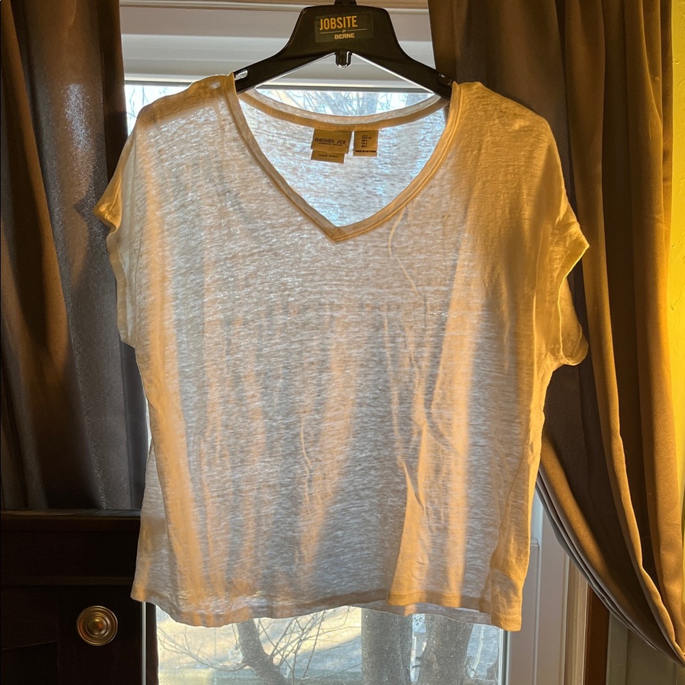 Rachel Zoe White V-Neck Short Sleeve Top